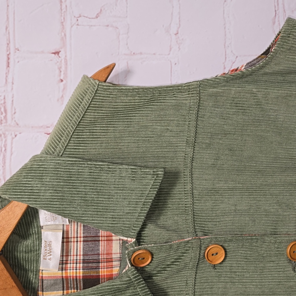 VTG Baxter & Wells Cotton Green Corduroy Fall Vest Womens Size Large - Picture 5 of 14